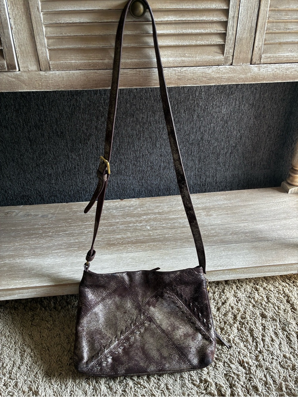 HOBO Prairie Crossbody Bag With Metallic Leather Finish